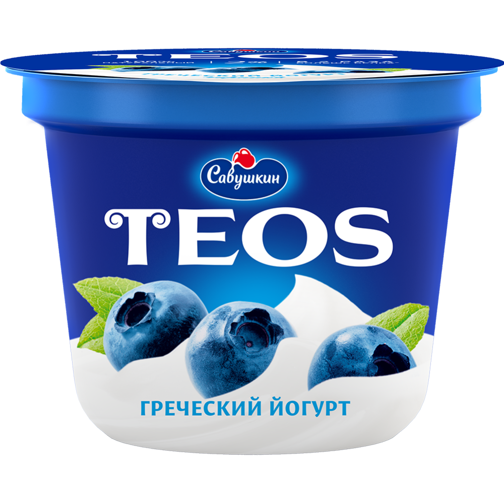 Йогурт греческий «Teos» с черникой, 2.0%, 250 г