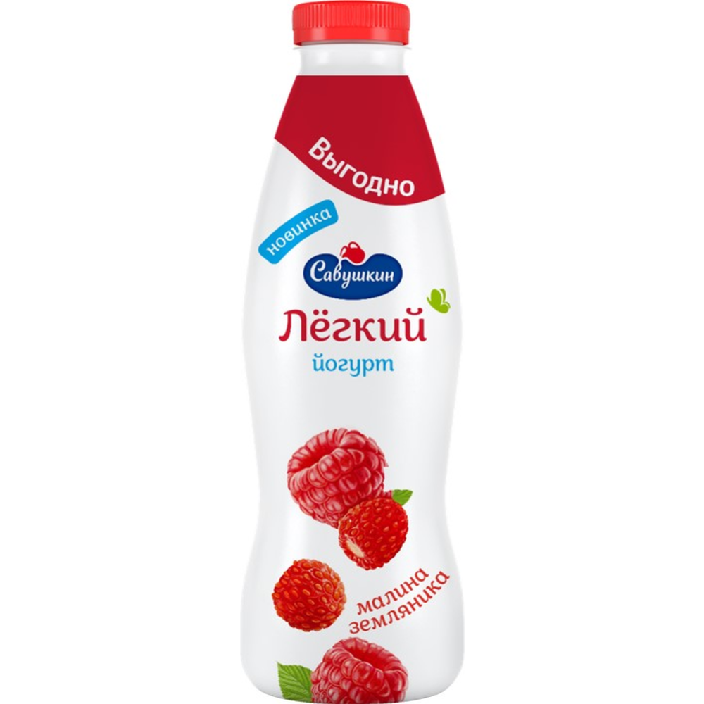 Drinking yogurt “Savushkin” Light, raspberry-strawberry, 1.0%, 900 g