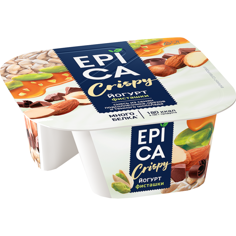 Йогурт «Epica» Crispy, 10.5%, с фисташками, 140 г