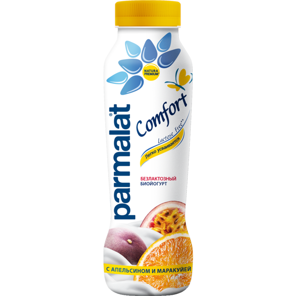 Биойогурт «Parmalat» безлактозный, апельсин и маракуя, 1,5 % , 290 г