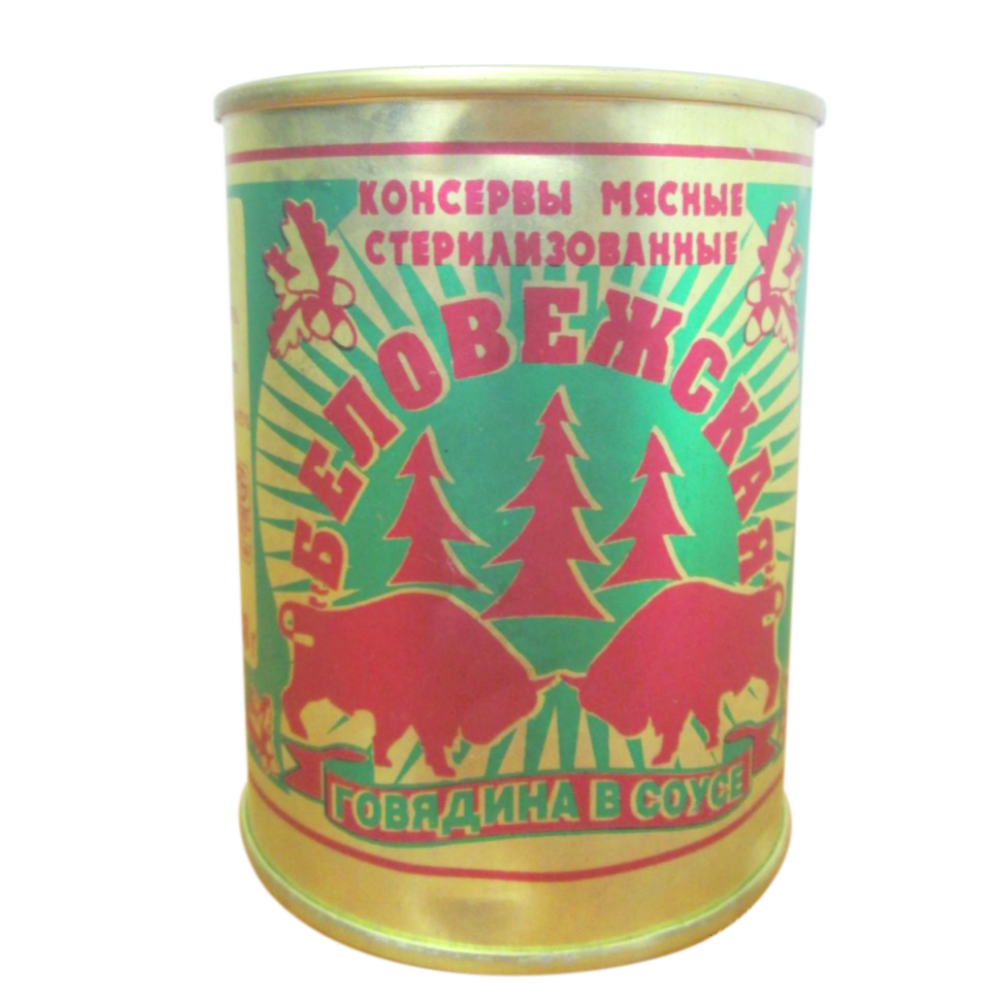 Canned meat “Belovezhskaya” beef in sauce, 338 g