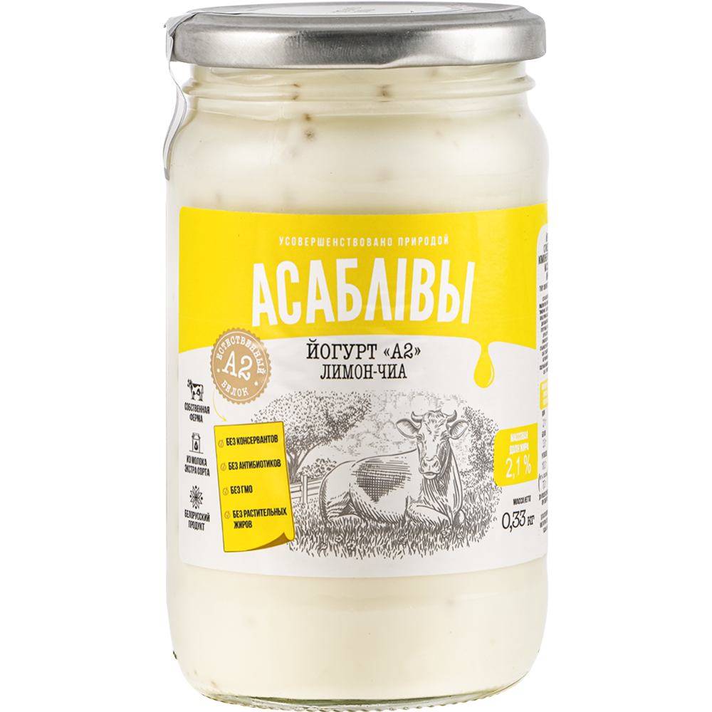 Yogurt “Asablivy A2” lemon-chia, 2.1%, 330 g