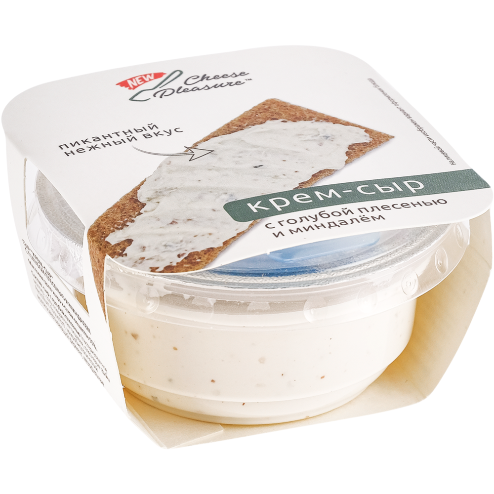 Cream cheese “Cheese Pleasure” with blue mold and almonds, 55%, 70 g