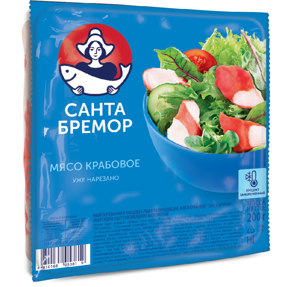 Крабовое мясо «Санта Бремор» замороженное, 200 г