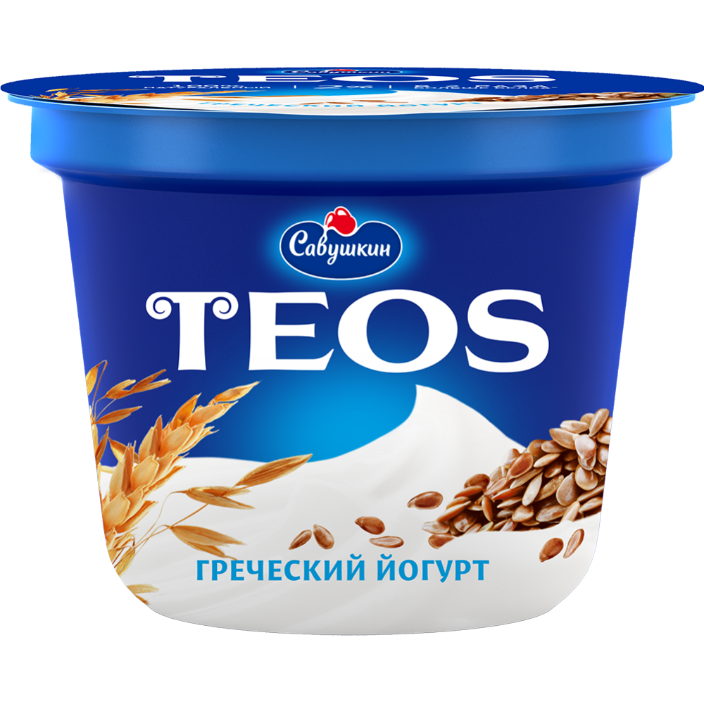 Greek yogurt “Teos” cereals with flax fiber, 2%, 250 g