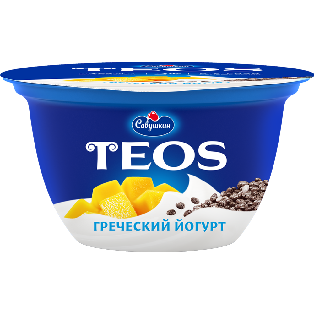 Йогурт греческий «Teos» манго-чиа, 2%, 140 г